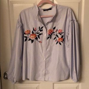 Striped blouse with floral